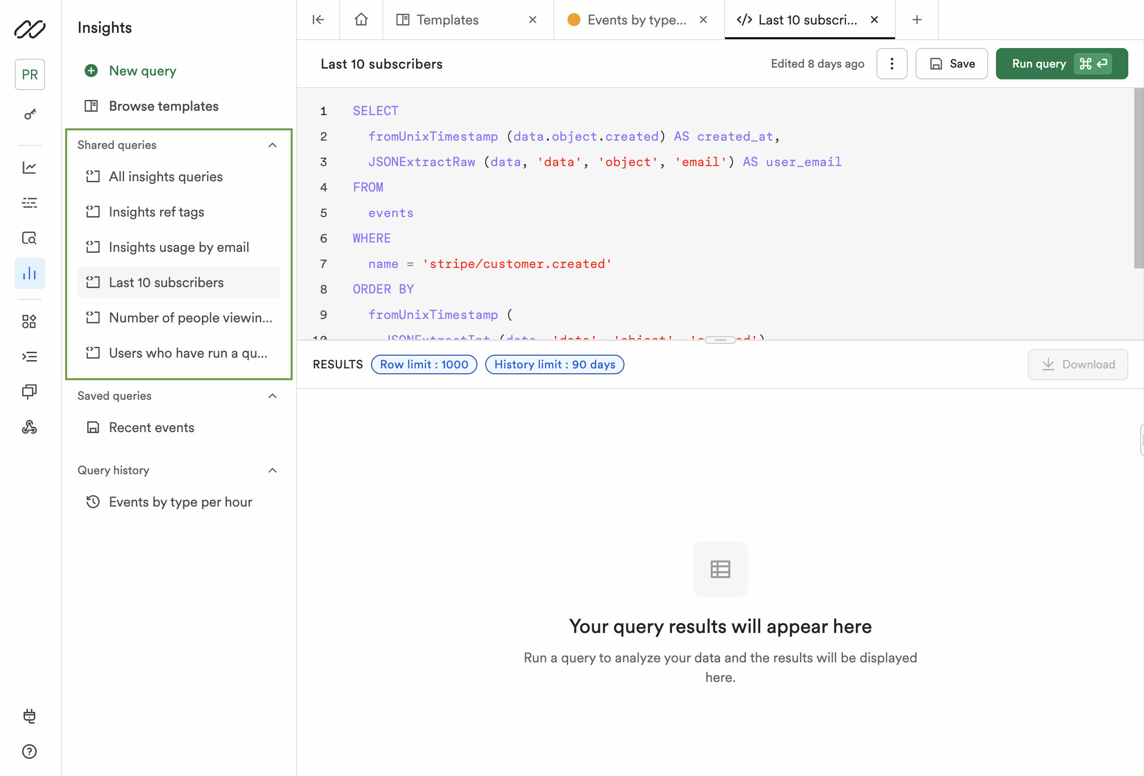 Shared queries
